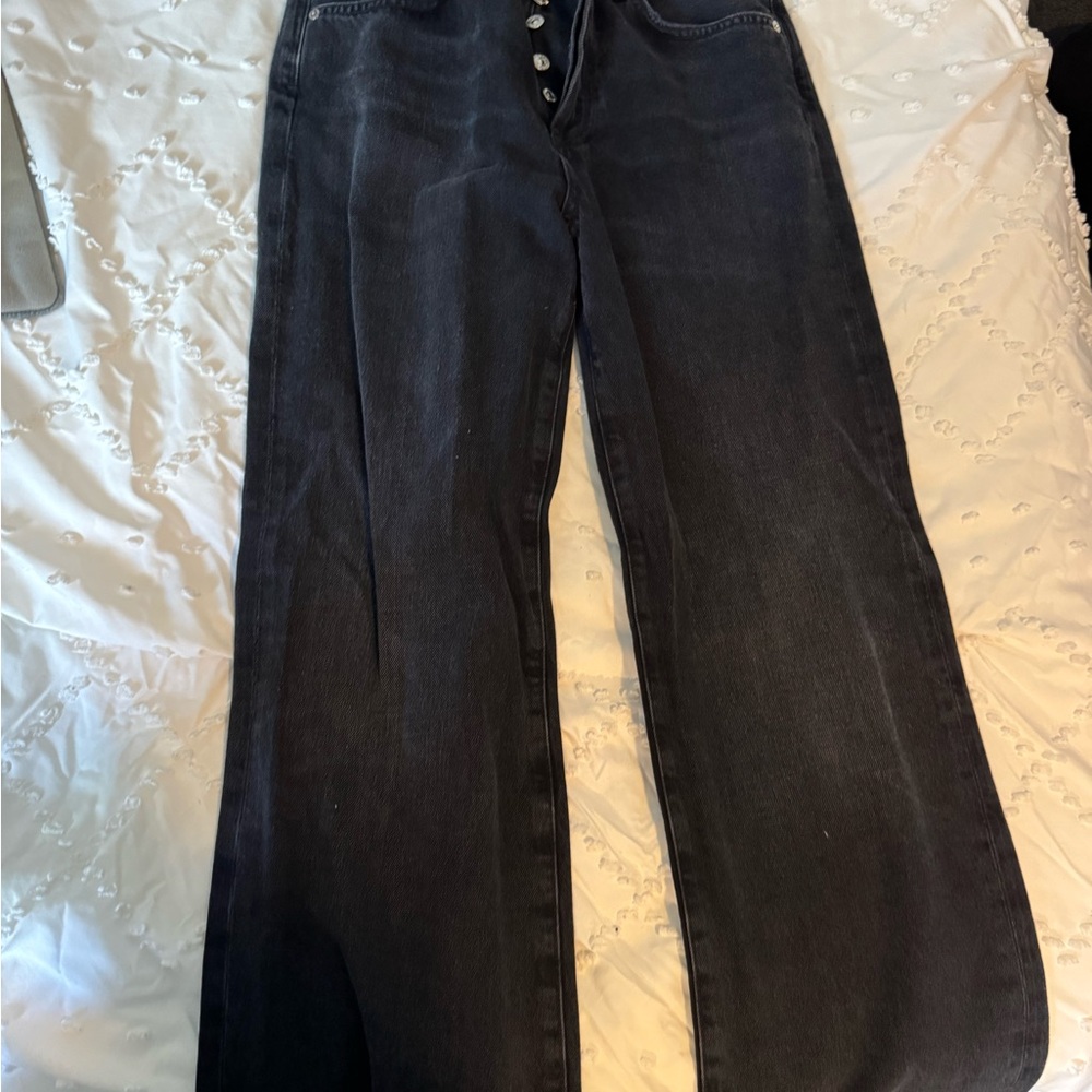 Aritzia Women's Black Wide-Leg Jeans